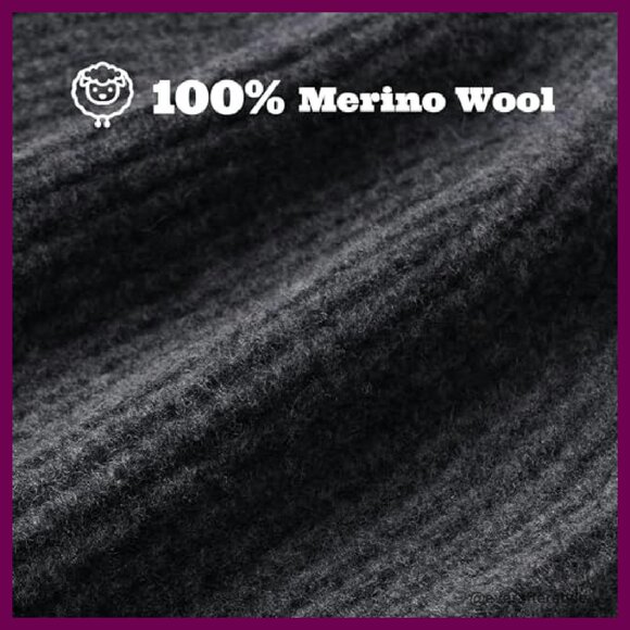 100% Merino Wool Cuff Beanie Unisex Winter Hat Classic Minimal Cozy